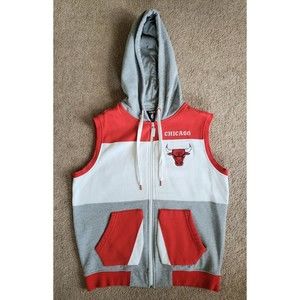 Vintage 2008 Unk Chicago Bulls Sz M Embroidered Sleeveless Hooded vest